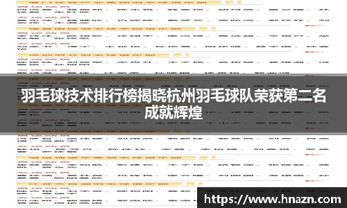 羽毛球技术排行榜揭晓杭州羽毛球队荣获第二名成就辉煌